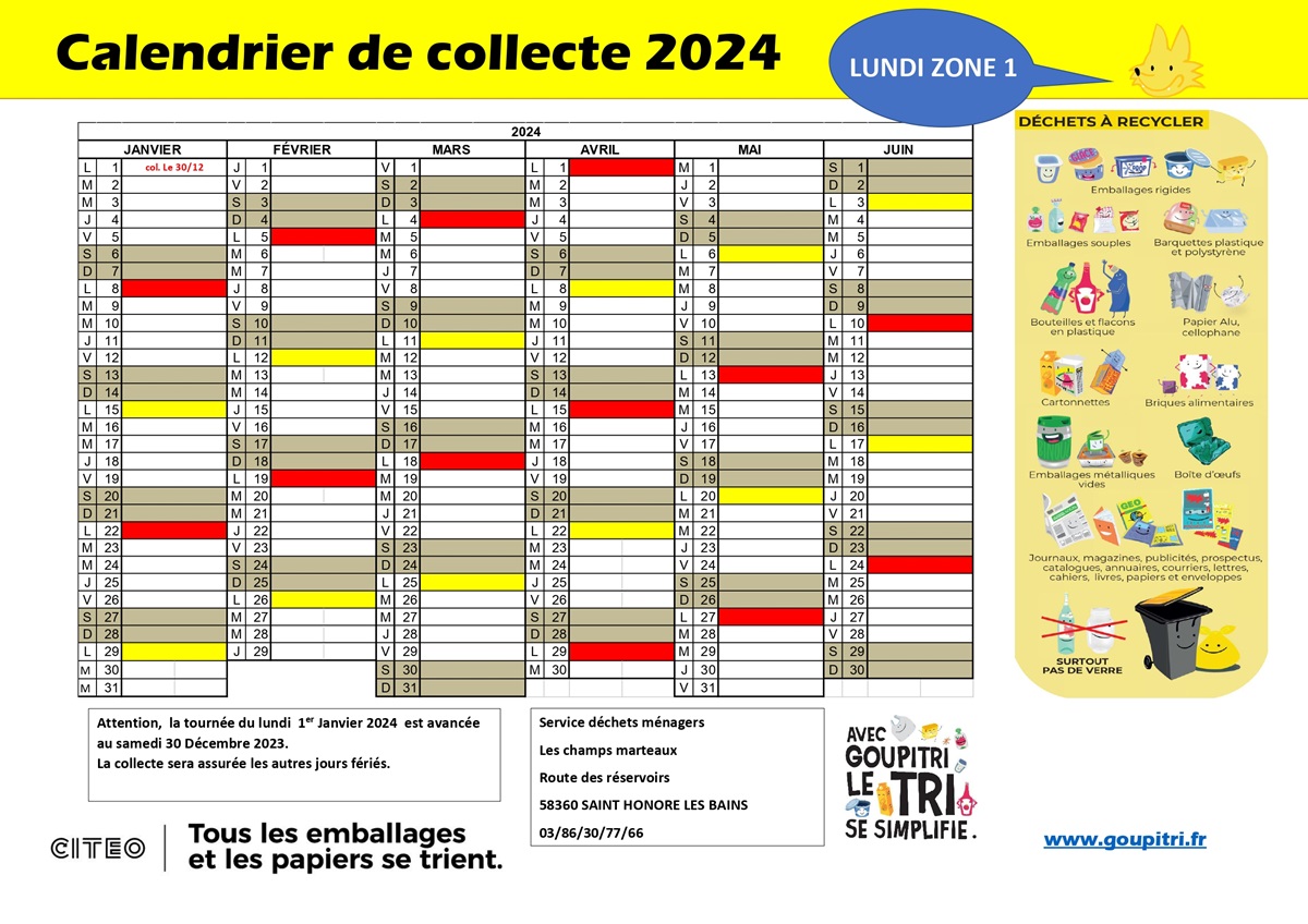Les calendriers de collecte 2024 sont disponibles